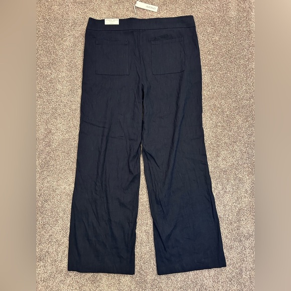 Chico's Women's Linen Wide Leg Pants Size 16 R Navy Pull On Stretch NWT $99 - Picture 6 of 16